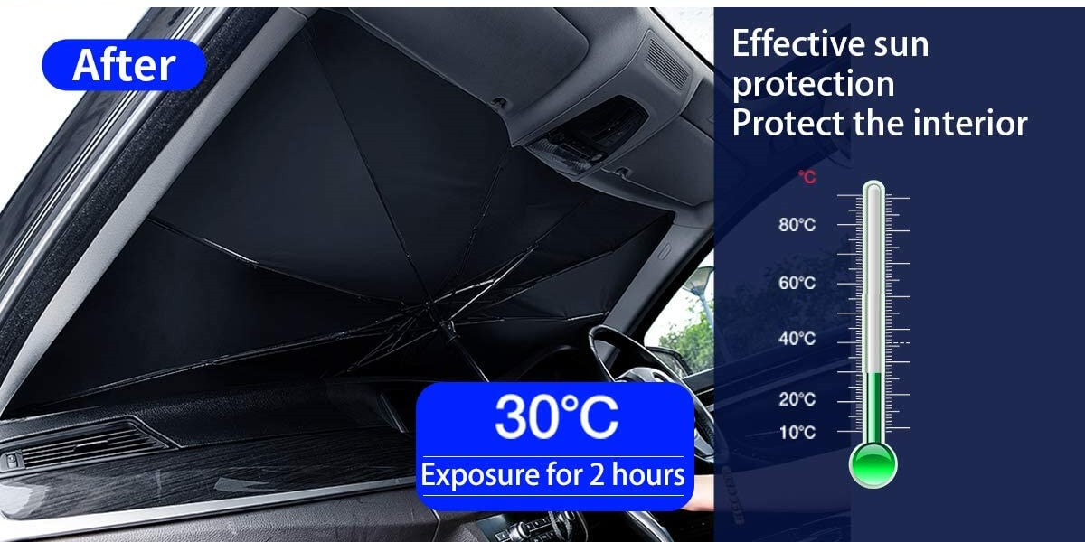 Foldable car windshield sun shade umbrella block UV 6 sun shade umbrella temperture compare 2