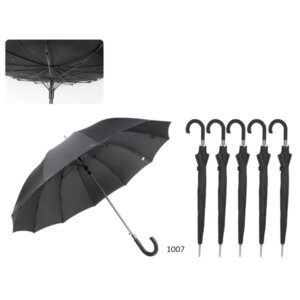 Windproof auto open black umbrella