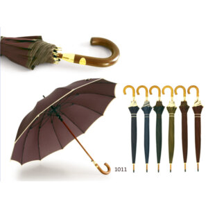 Wooden shaft windproof umbrella