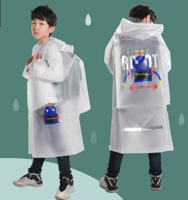 Printed design clear kids raincoat