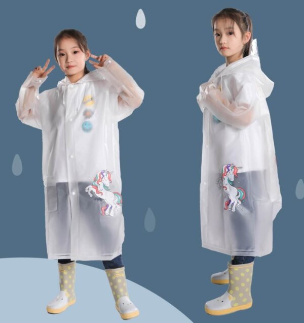 Unicorn design reusable waterproof children raincoat