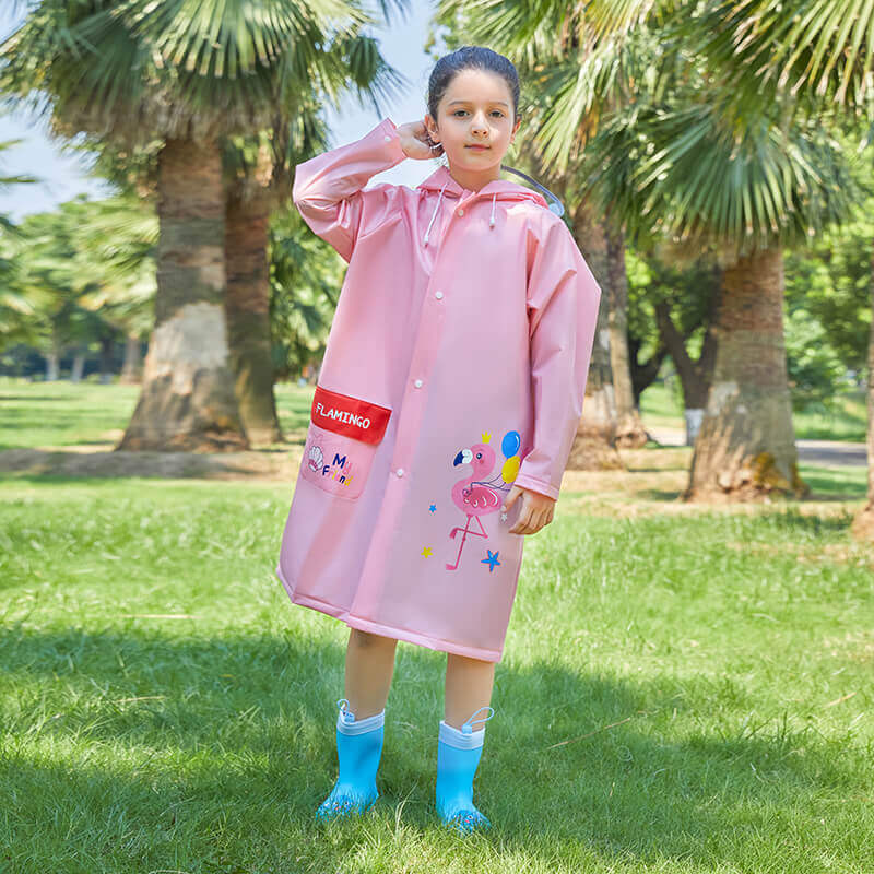 Flamingo Design Pink Kids EVA Raincoat | SP Umbrella