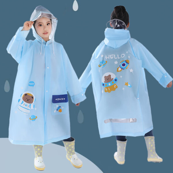 Space bear print pupil EVA raincoat