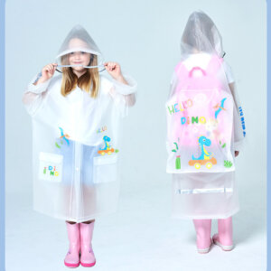 Reusable waterproof rain coat for primary school students