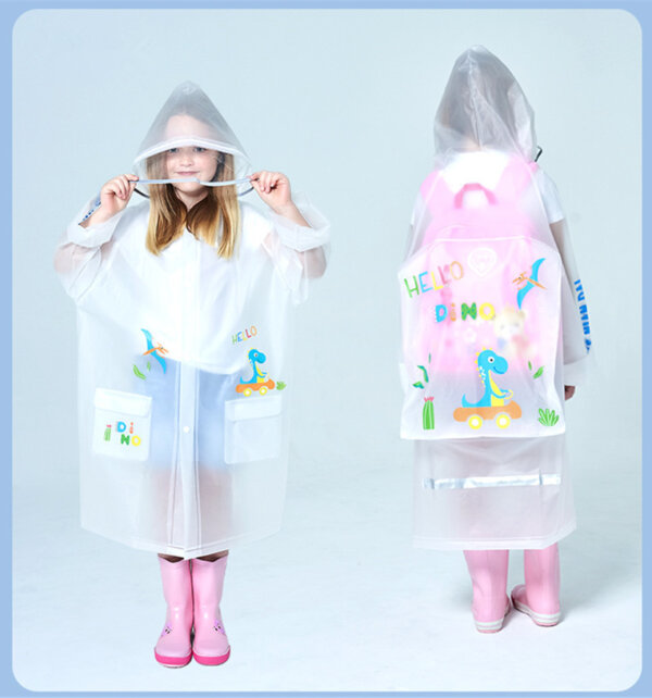 Reusable waterproof rain coat for primary school students