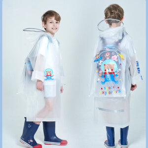 School backpack waterproof raincoat with space explorers print
