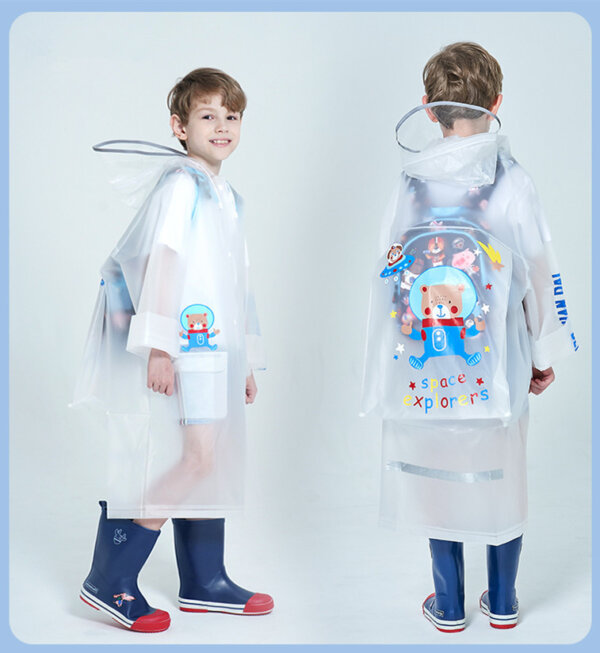 School backpack waterproof raincoat with space explorers print