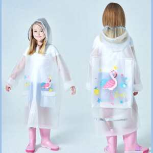 Hot sales high quality cute flamingo design kids rain poncho