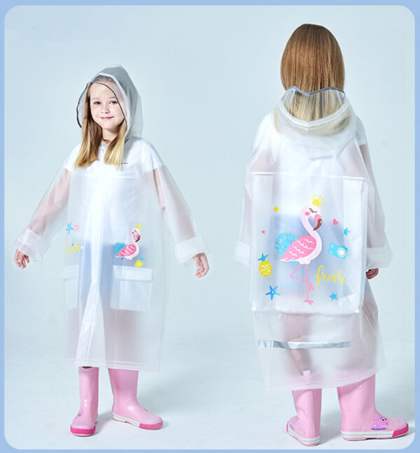 Hot sales high quality cute flamingo design kids rain poncho