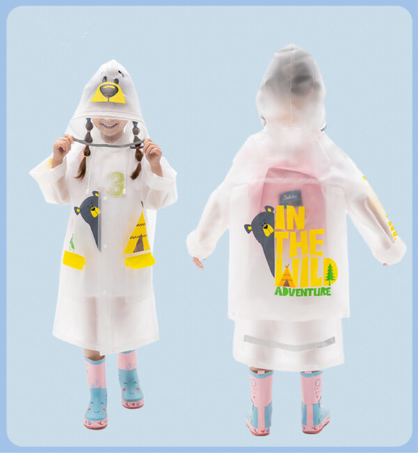 Transparent kids reusable waterproof rain wear