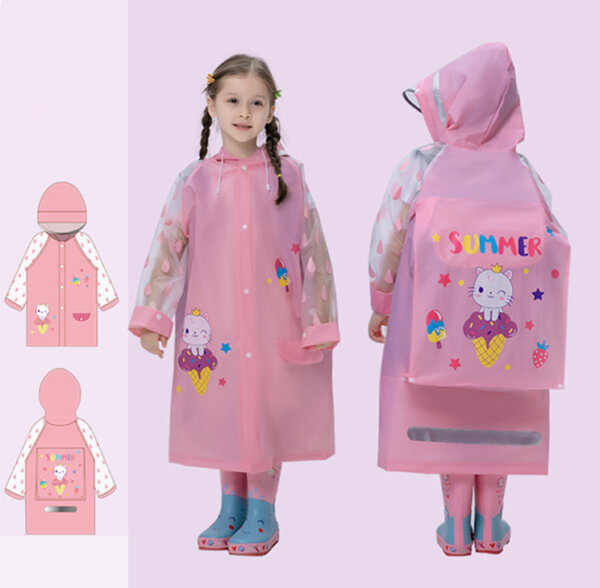 Fashion primary school students kids EVA raincoat