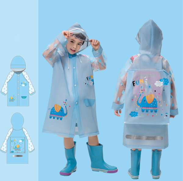 Reusable waterproof EVA pupil raincoat