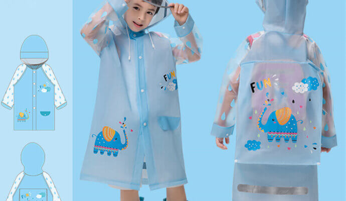Reusable waterproof EVA pupil raincoat