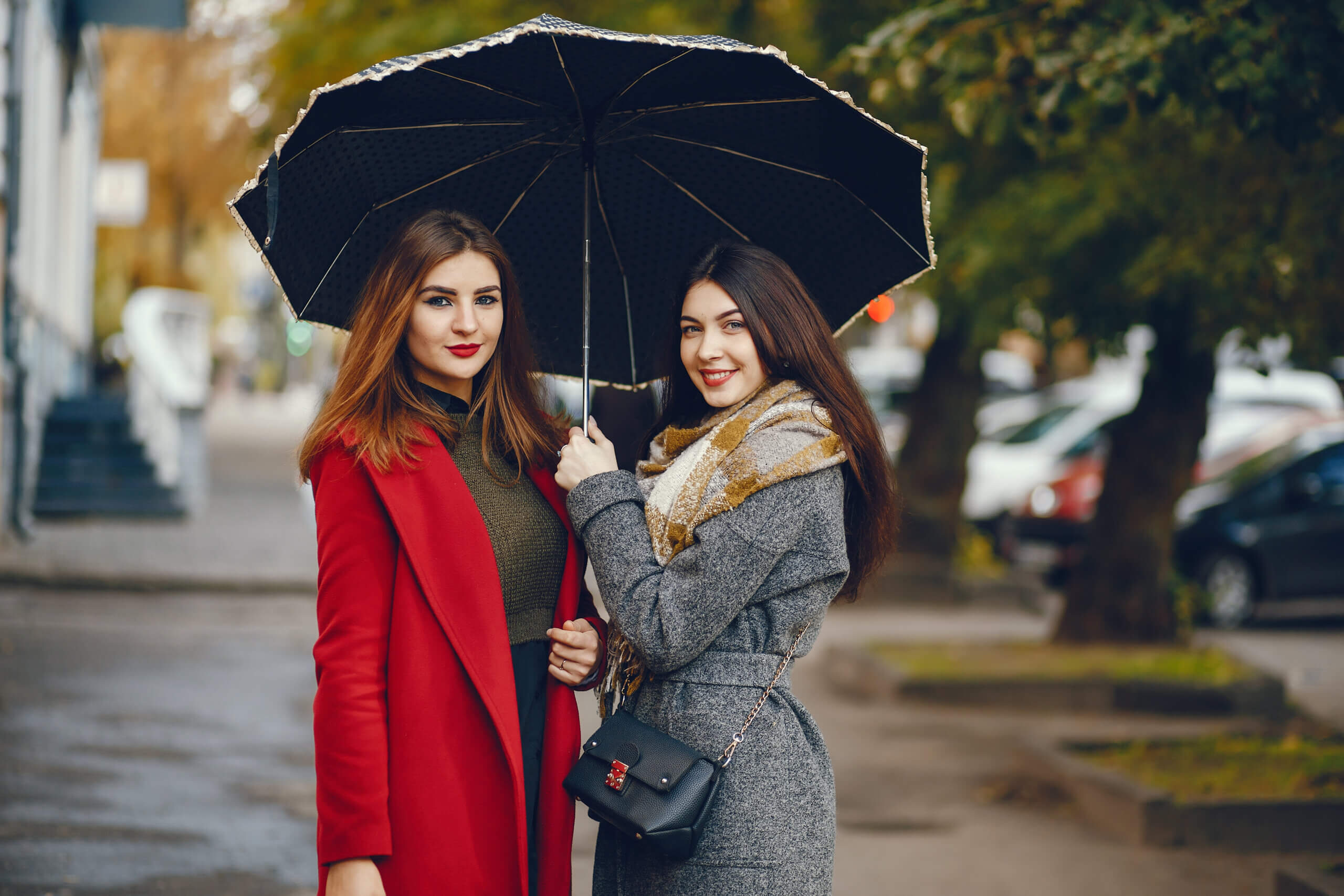 The beauty with a compact umbrella