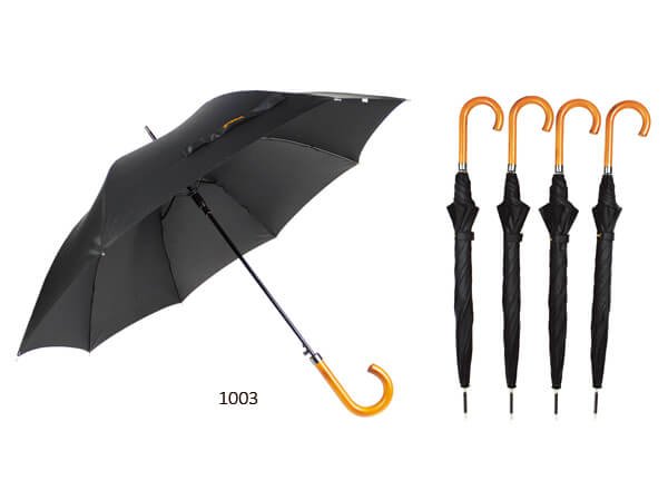 black stick umbrella with wooden handle